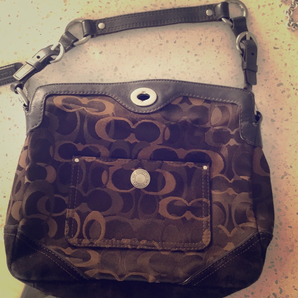 Brown Coach Logo Shoulder Bag